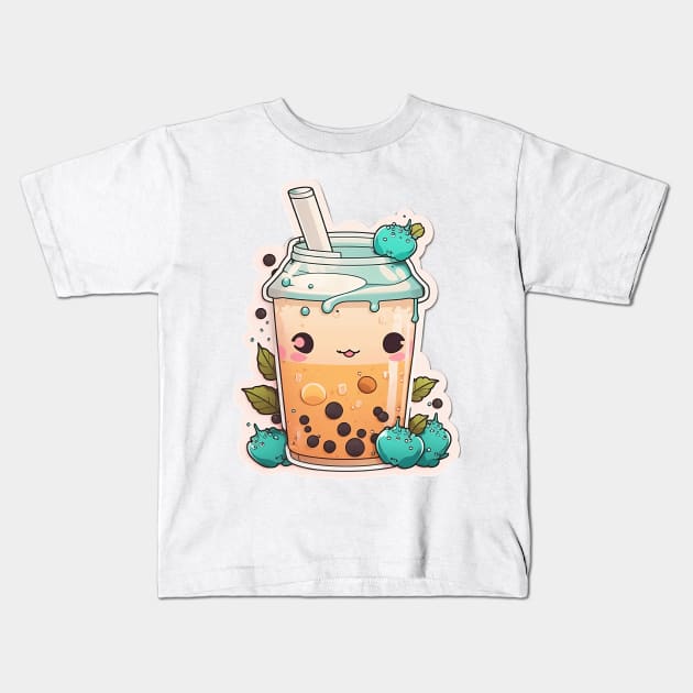 Cute Bubble Tea Cartoon Boba Drawing Kids T-Shirt by kiddo200